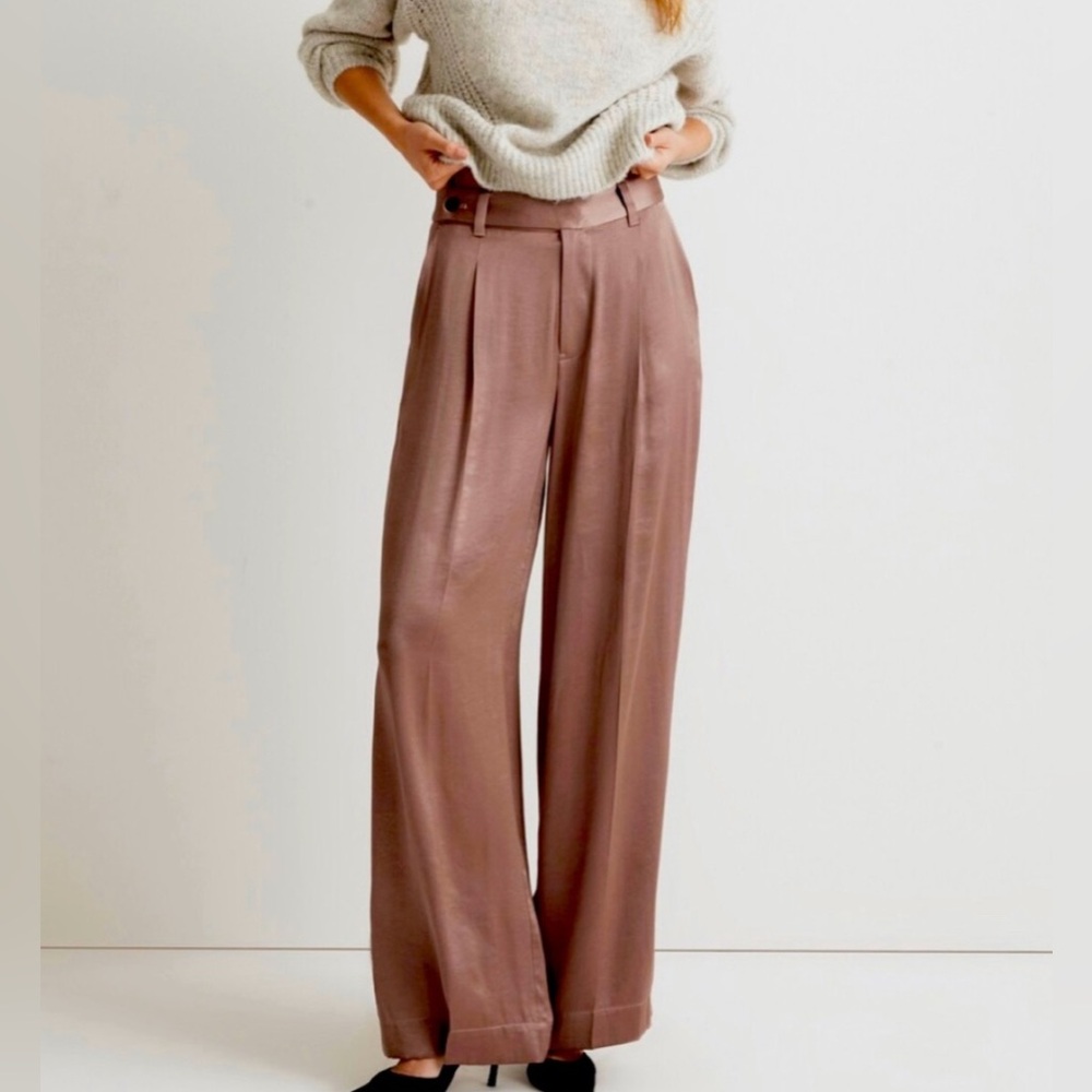Madewell Harlow Wide Leg Pant in Satin
